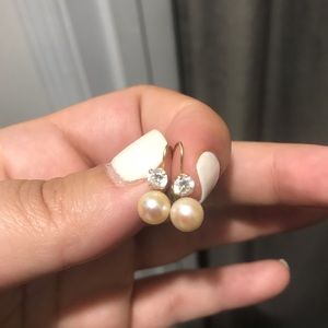 Pearl and gold earrings